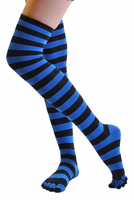 TOETOE - Calcetines de algodón para hombre y mujer - Negro y azul medio - Image 2