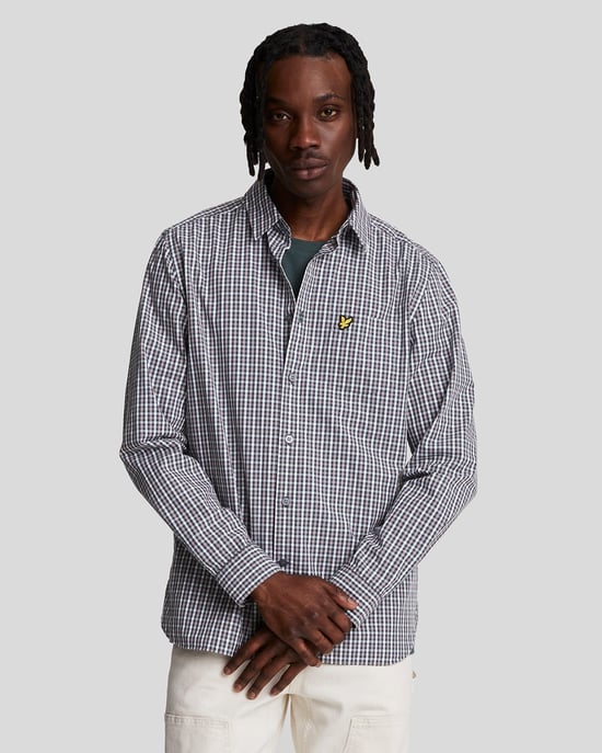 Lyle & Scott Camisa de manga larga a cuadros vichy Argyle verde azulado/azul - Image 1