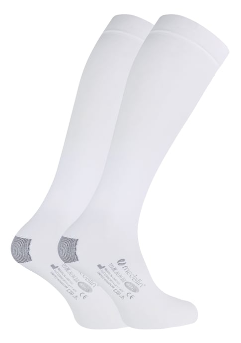 Medalin Saphena - 2 Pack Below Knee Anti Embolism Stockings | Unisex Graduated Compression Socks - White - Image 1