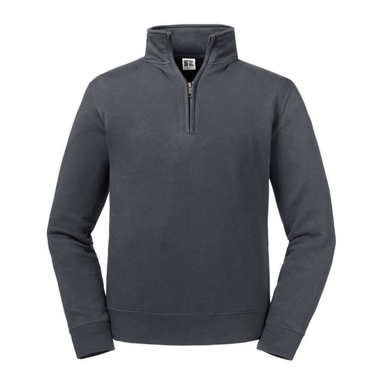 Russell Mens Authentic Zip Neck Sweatshirt (Convoy Grey) - Image 1