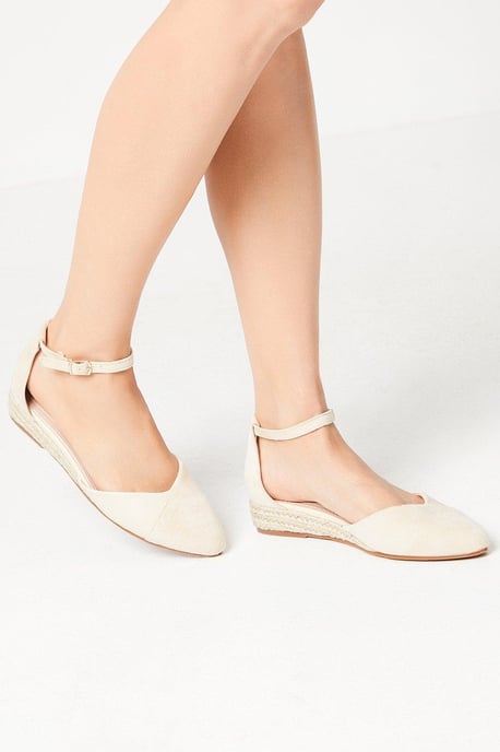 Roshini Mixed Material Closed Toe Low Espadrille Wedge Shoes