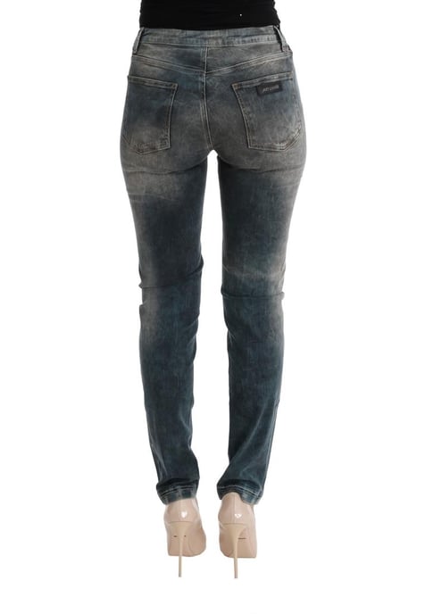 Cavalli Women's Blue Wash Cotton Blend Slim Fit Jeans