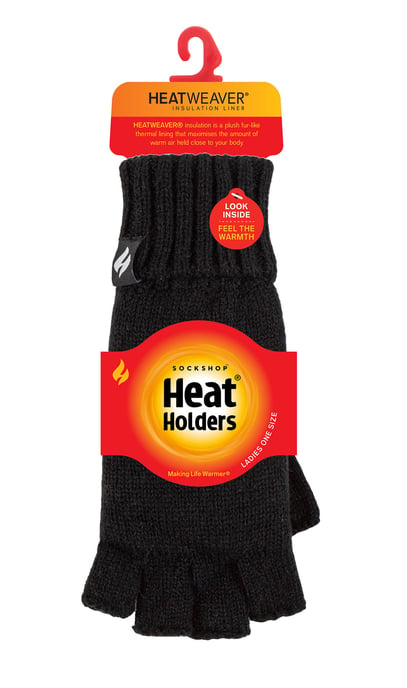 Guantes de punto sin dedos para mujer | GUANTES CALIENTES | Negro - Image 2