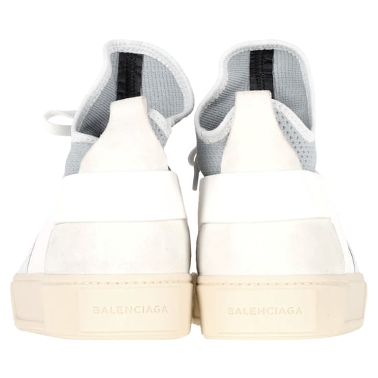 Balenciaga Sock Style High-Top Sneakers in Grey and White Polyester and Leather - Image 4