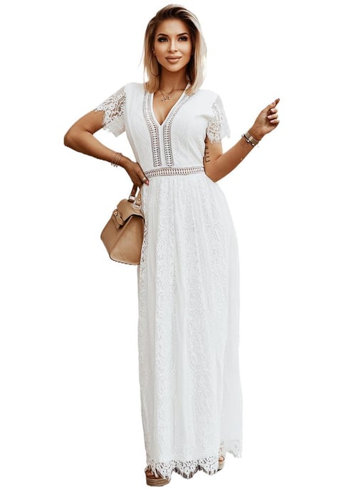 Vestido Largo de Encaje 'Llena Tu Corazón' para Mujer de en Blanco - Image 6