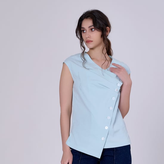 Double breasted pleated asymmetric top - Image 3