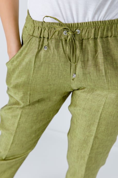 Green Linen Drawstring Pants