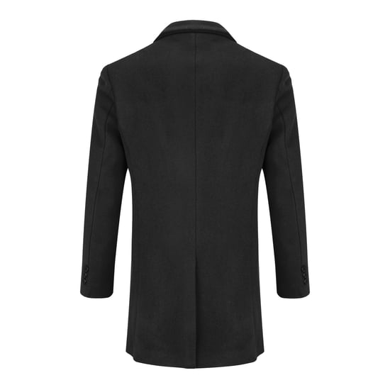 Men's Long Slim Fit Winter Warm Business Wool Coat Black