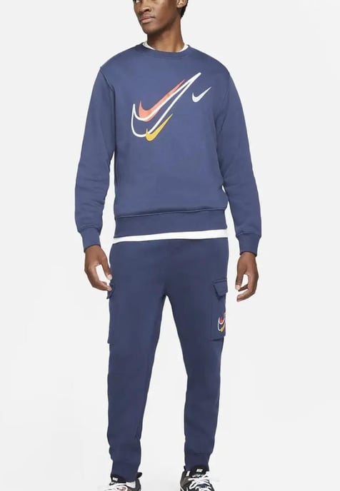 Nike Chándal con cuello redondo y logo multicolor para hombre en azul marino - Image 1