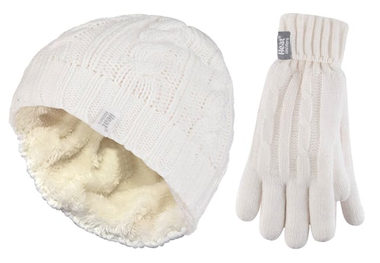 Heat Holders - Ladies Hat & Gloves Set for Winter - Cream - Image 1