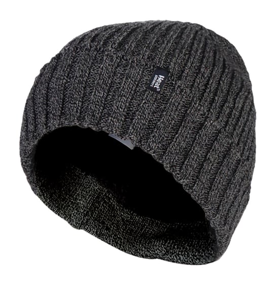 Heat Holders - Gorro térmico de invierno para hombre de punto acanalado con forro polar aislante y puño giratorio - Gris - Image 1