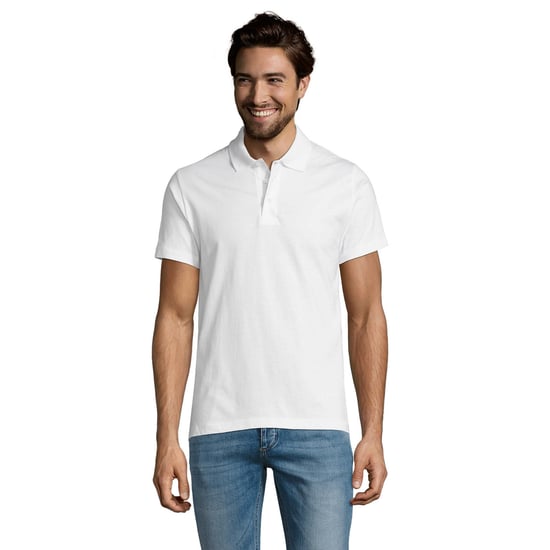 SOLS Mens Prescott Jersey Short Sleeve Polo Shirt (White) - Image 4
