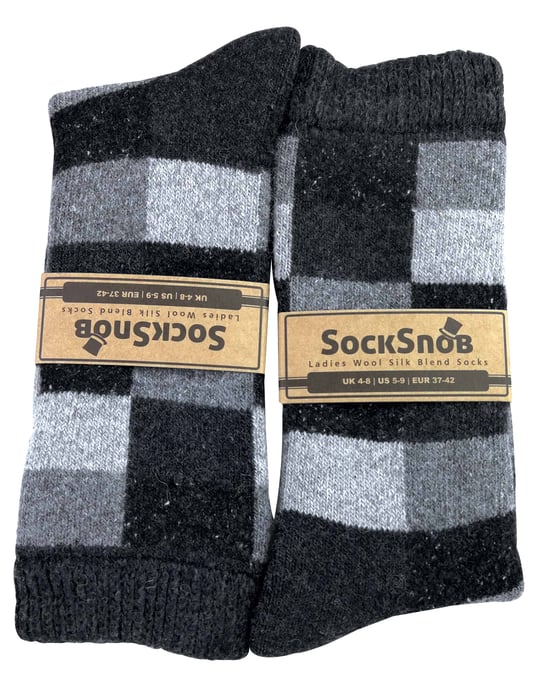 Sock Snob - Calcetines de lana transpirables con estampado de cuadros para mujer - Image 2