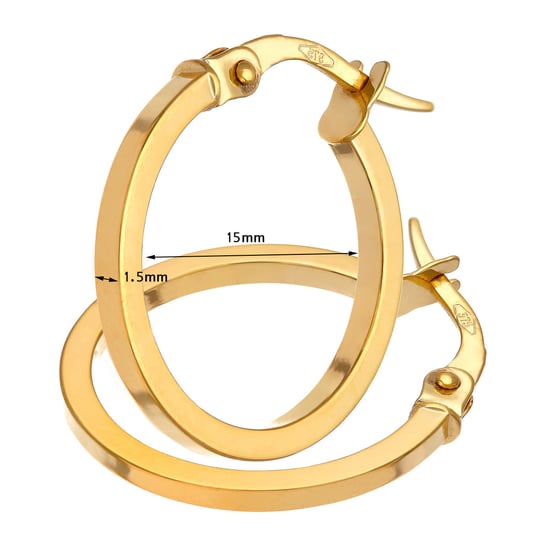 Pendientes de aro elegantes con tubo cuadrado en oro amarillo de 9 quilates de 15 mm de diámetro - Image 2