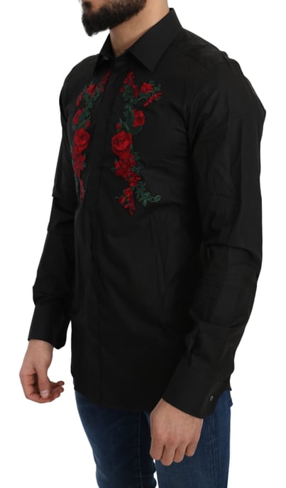 Camisa de Hombre de Algodón Bordada Floral Elegante de Dolce & Gabbana - Image 2