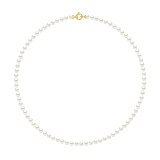 DIADEMA - Necklace - Real Freshwater Pearls - White - Yellow Gold