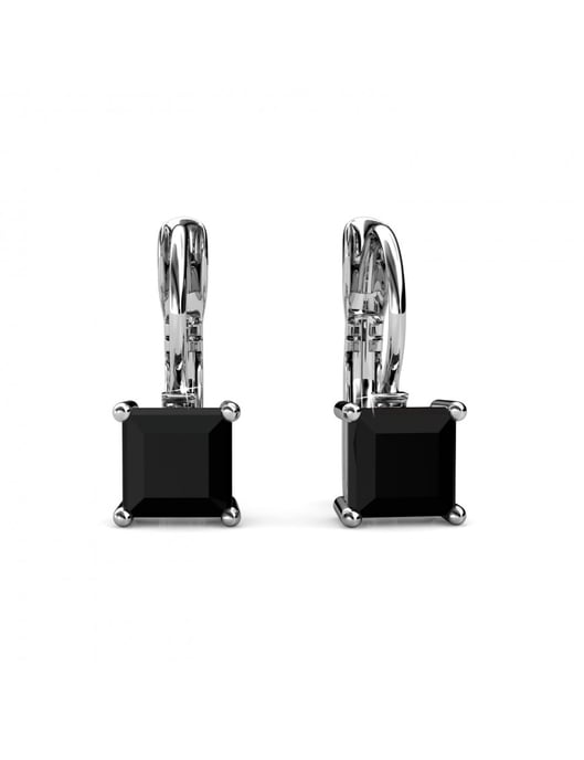 Pendientes Cuadrados - Plata y Negro - Image 3