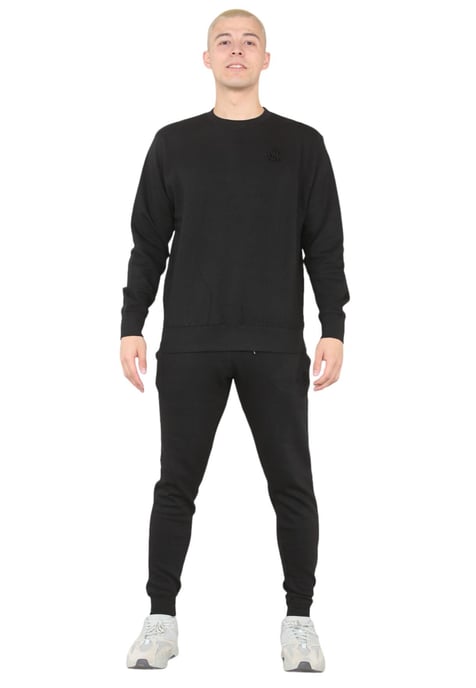 Chándal con logo bordado y cuello redondo MYT para hombre en negro - Image 1
