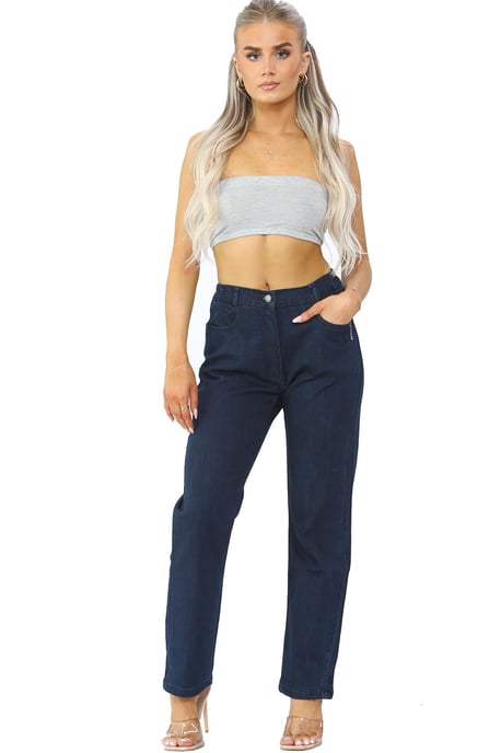 Vaqueros MYT con cintura elástica lateral para mujer en azul oscuro - Image 5