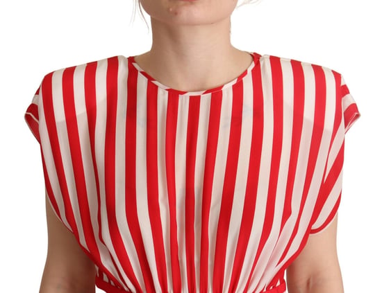 Vestido Mini A-line de Seda con Rayas Rojas y Blancas para Mujer de Dolce & Gabbana - Image 4