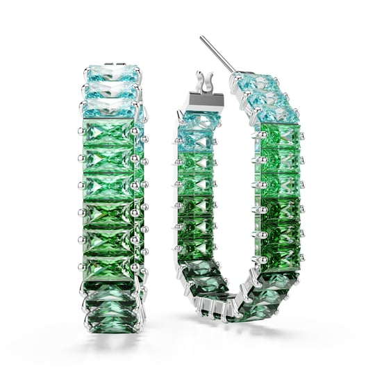 Swarovski 'Matrix Baguette' Women's Base Metal Hoop Earrings - Silver 5705787 - Image 3