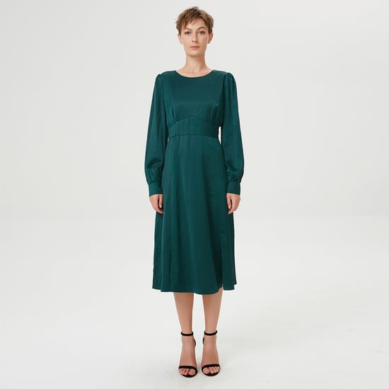 Adjusted and flared fluid blouse dress - Image 4