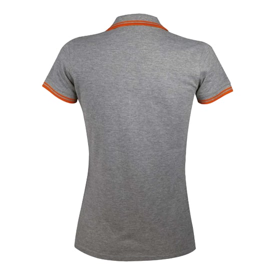 SOLS Womens/Ladies Pasadena Polo Shirt (Grey Melange/Orange) - Image 2