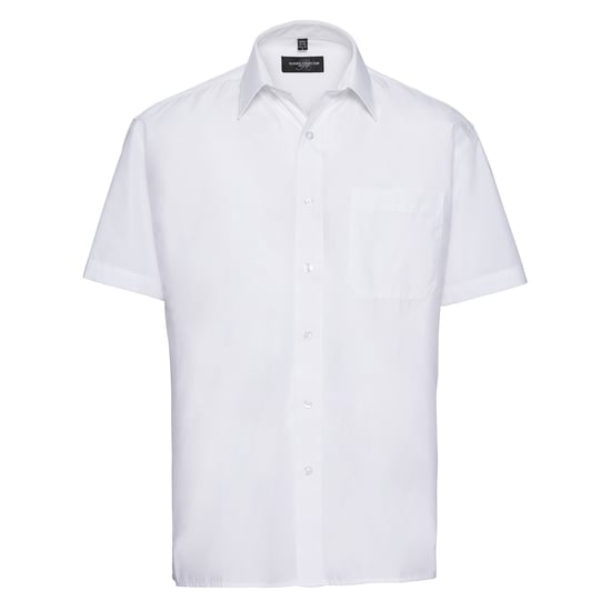 Russell Collection Mens Poplin Easy-Care Short-Sleeved Shirt (White) - Image 1