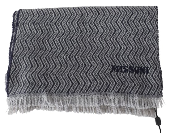 Bufanda unisex de cachemira gris con patrón de zigzag de Missoni para hombre - Image 3