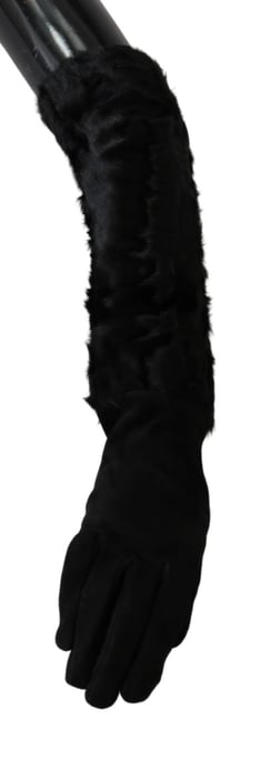 Guantes de Suede de Piel de Perca Negra hasta el Codo para Mujer de Dolce & Gabbana - Image 3