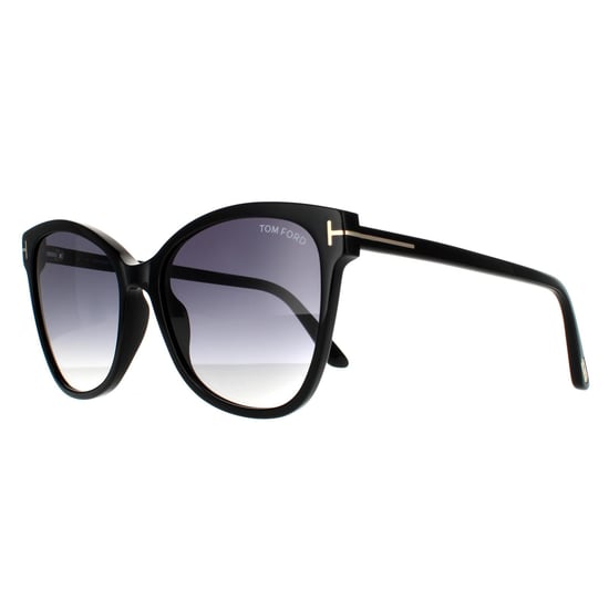 Gafas de sol Cat Eye para mujer Tom Ford Negro Brillante Gradiente Gris - Image 2
