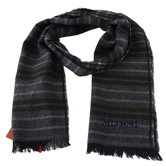Missoni Men's Gray Striped Wool Unisex Neck Wrap Scarf - Image 4