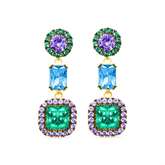 Pendientes Luxenter de Plata de Ley 925 con Circonita Multicolor acabados en oro amarillo de 18K - Image 1