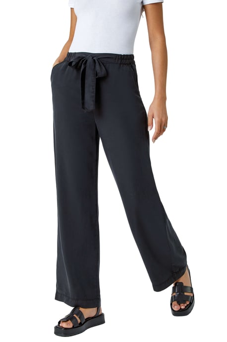 Tie Waist Wide Leg Trousers