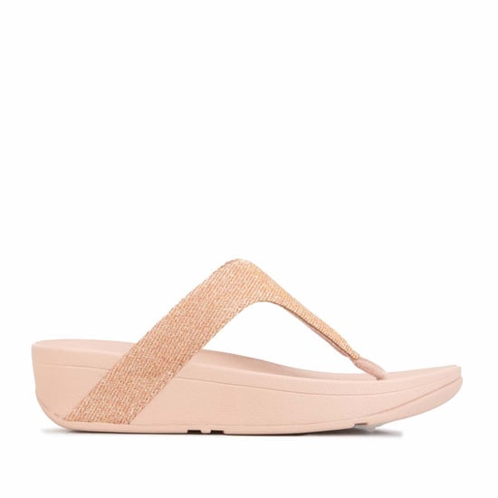 Women's Fit Flop Lottie Glitzy Toe Thong Sandals in Rose Gold