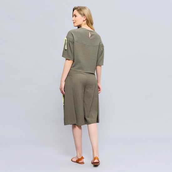 Casual Wide Leg Capri Trousers - Image 5