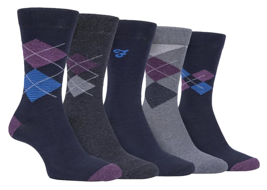Farah - Paquete de 5 calcetines de algodón para hombre, finos, transpirables, con diseño clásico de Argyle - FCS270NVYPUR (Argyle) - Image 1