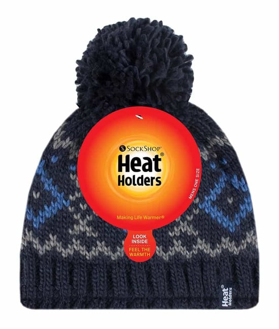 Mens Fleece Lined Thermal Winter Warm Beanie Bobble Hat with Pom Pom - Image 2