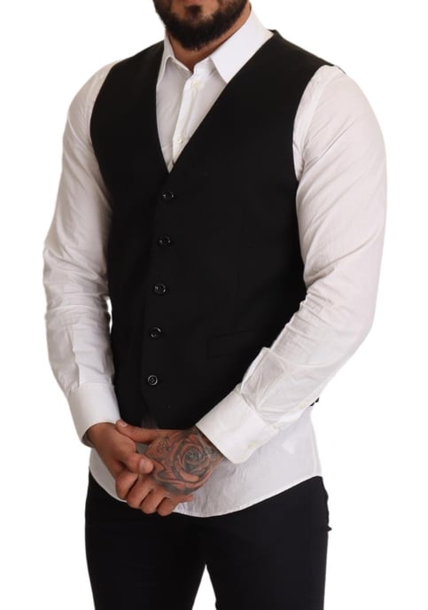 Chaleco Formal de Lana Negra para Hombre de Dolce & Gabbana - Image 5