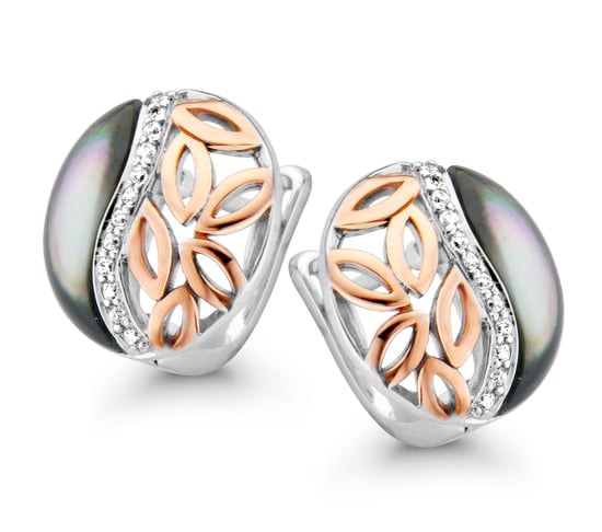 Orphelia 'Unari' Women's 925 Sterling Silver Stud Earrings - Silver/Rose ZO-7112