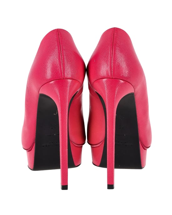 Saint Laurent Platform Pumps in Pink Leather - Image 5