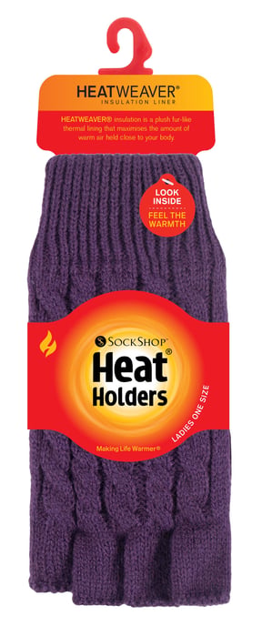 CALEFACTORES - Guantes térmicos de invierno sin dedos de punto por cable para mujer - Image 2