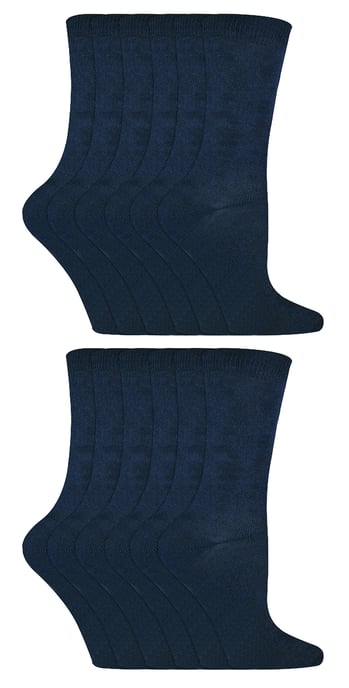 Paquete múltiple de 12 pares de calcetines de algodón de colores para niños y niñas - Azul marino - Image 1