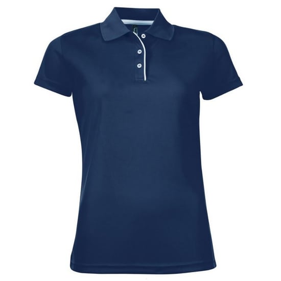 SOLS Womens/Ladies Performer Short Sleeve Pique Polo Shirt (French Navy) - Image 1