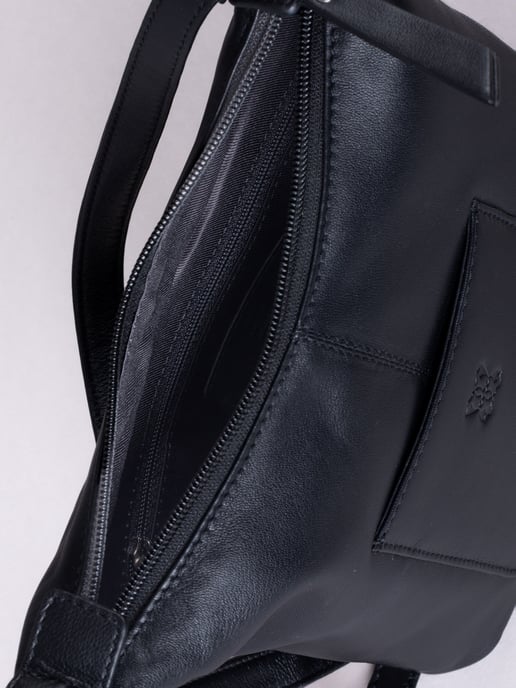 Talkin Medium Leather Cross Body Bag in Black - Image 6