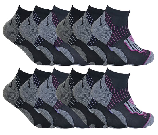 12 Pares Multipack Calcetines Ciclismo Mujer | Calcetines Snob | Calcetines Bajos Negros | Ideal para Correr, Gimnasio y Deporte - Negro - Image 1