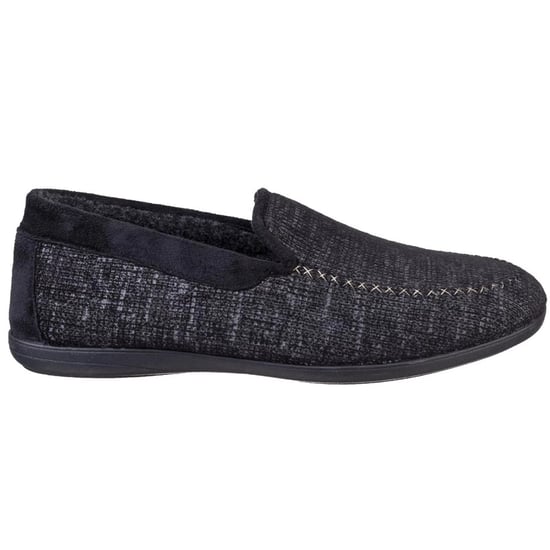Cotswold Mens Stanley Moc Toe Full Slipper (Black)