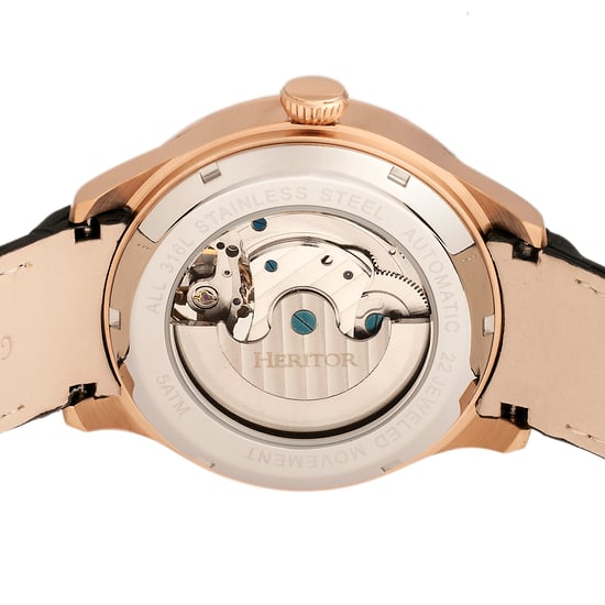 Reloj Automático Heritor Gregory Semi-Esqueleto con Correa de Cuero - Image 4