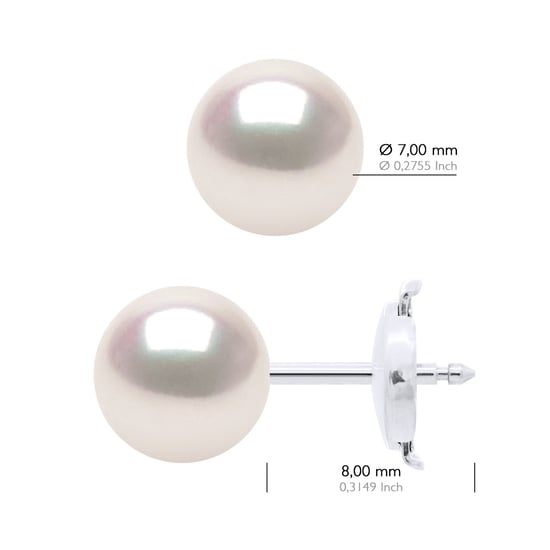 Earrings in White Gold 750 and Real Cultured Pearls Akoya Japanese Certified Round 7-8 mm - Image 2
