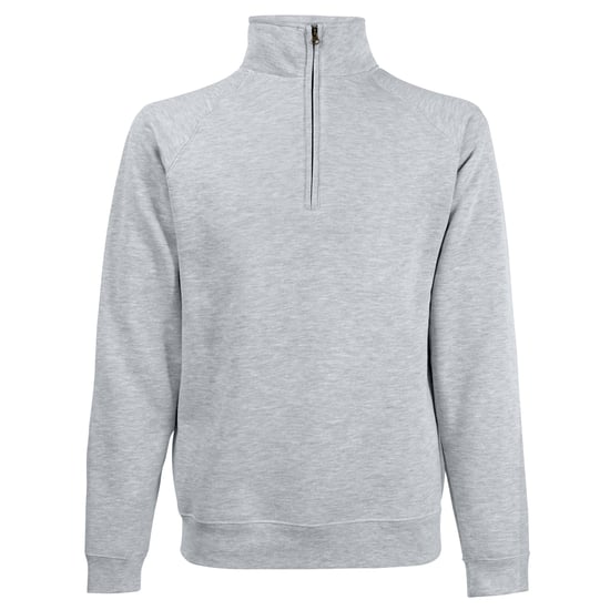 Fruit Of The Loom Mens Premium 70/30 Zip Neck Sweatshirt (Heather Grey) - Image 1